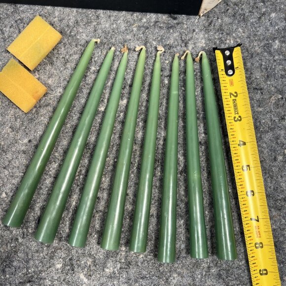 Vintage Dansk Designs France Olive Green 8" Taper Candles Set Of 8 Style 1818 - Picture 2 of 12